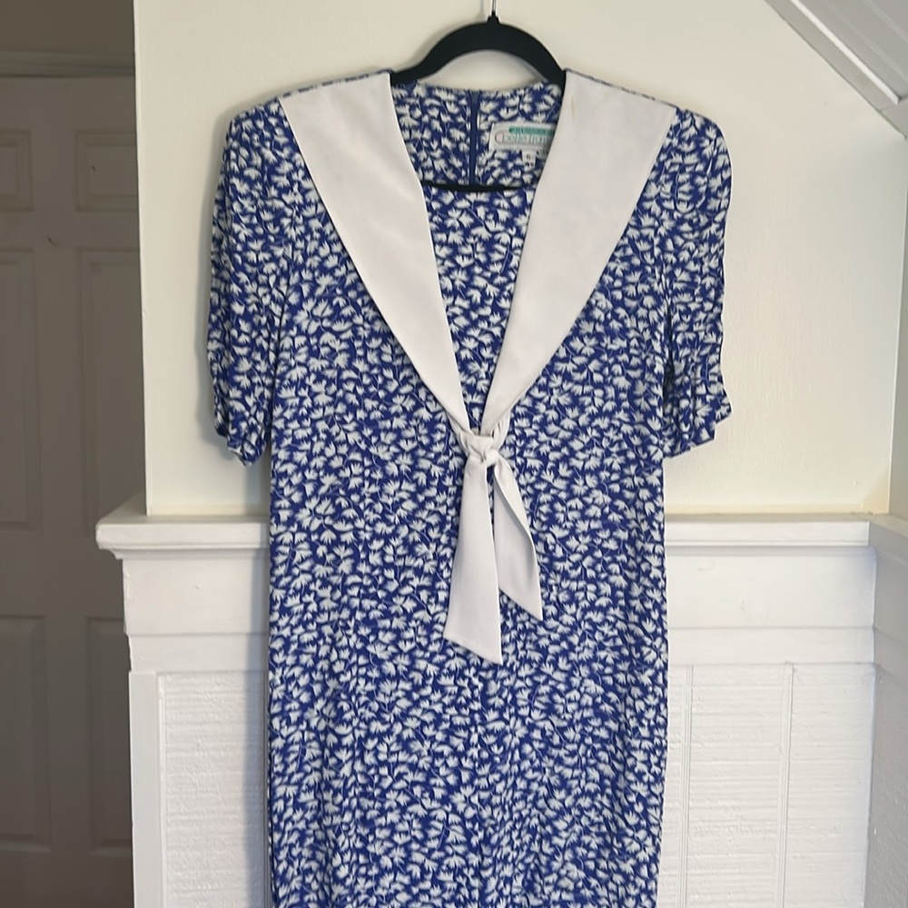 Jane Schaffhausen Belle France Blue & White Vintage Cottagecore Dress Women’s 6 - Picture 4 of 8